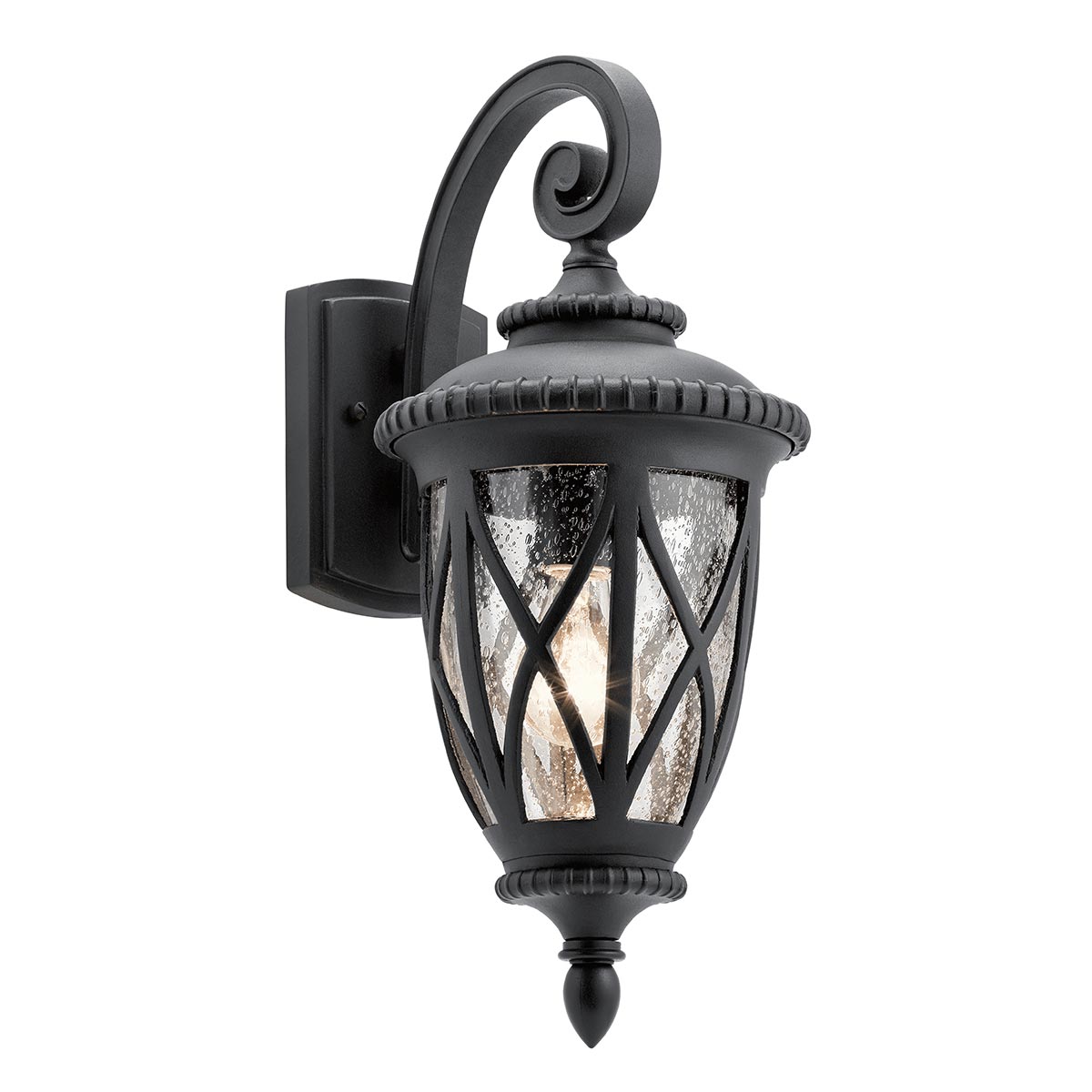 Admirals Cove Sort udendørslampe Fra Elstead Lighting - Den er lavet af et kompositmateriale, der er vejrbestandigt og kan modstå udfordrende udendørs elementer som saltvand og UV-stråling.