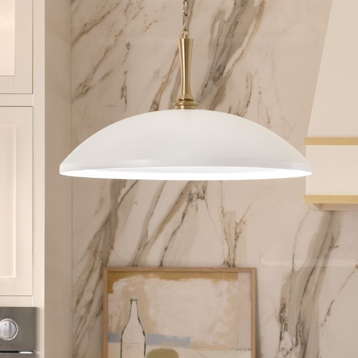 Delarosa Ø50 Hvid/bronze loftslampe Fra Elstead Lighting - Elegante detaljer og en k&aelig;de i en lys bronzefinish tilf&oslash;jer et eksklusivt pr&aelig;g.