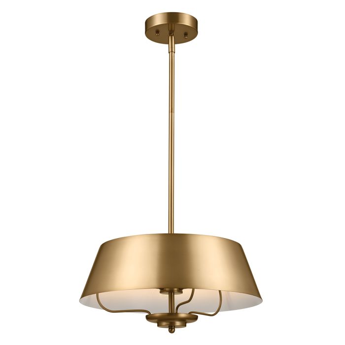 Luella Ø40 Børstet messing loftslampe Fra Elstead Lighting - Med den medfølgende stang kan Luella nemt laves om fra en loftslampe til en pendel.