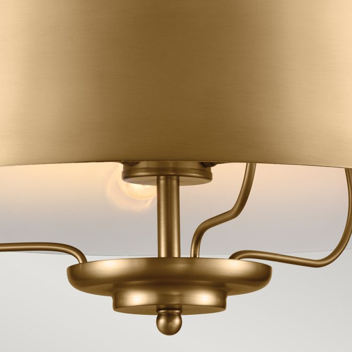 Luella Ø40 Børstet messing loftslampe Fra Elstead Lighting - Med den medfølgende stang kan Luella nemt laves om fra en loftslampe til en pendel.