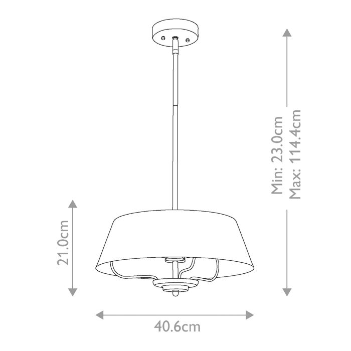 Luella Ø40 Børstet messing loftslampe Fra Elstead Lighting - Med den medfølgende stang kan Luella nemt laves om fra en loftslampe til en pendel.