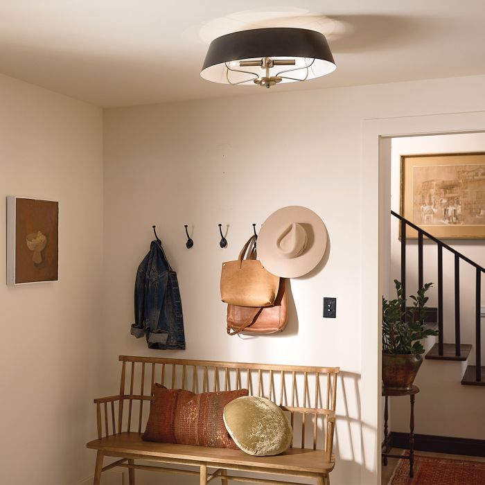 Luella Ø56 Sort loftslampe Fra Elstead Lighting - Med den medfølgende stang kan Luella nemt laves om fra en loftslampe til en pendel.