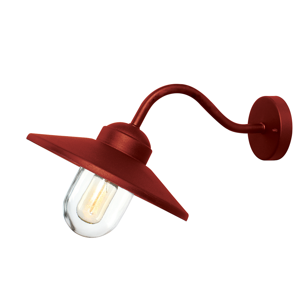 Klampenborg Ø28 RØD udendørslampe Fra Elstead Lighting - Tillverkad av rostfritt st&aring;l i oxid r&ouml;d finish och glas, erbjuder den en robust konstruktion som st&aring;r emot v&auml;der och vind.