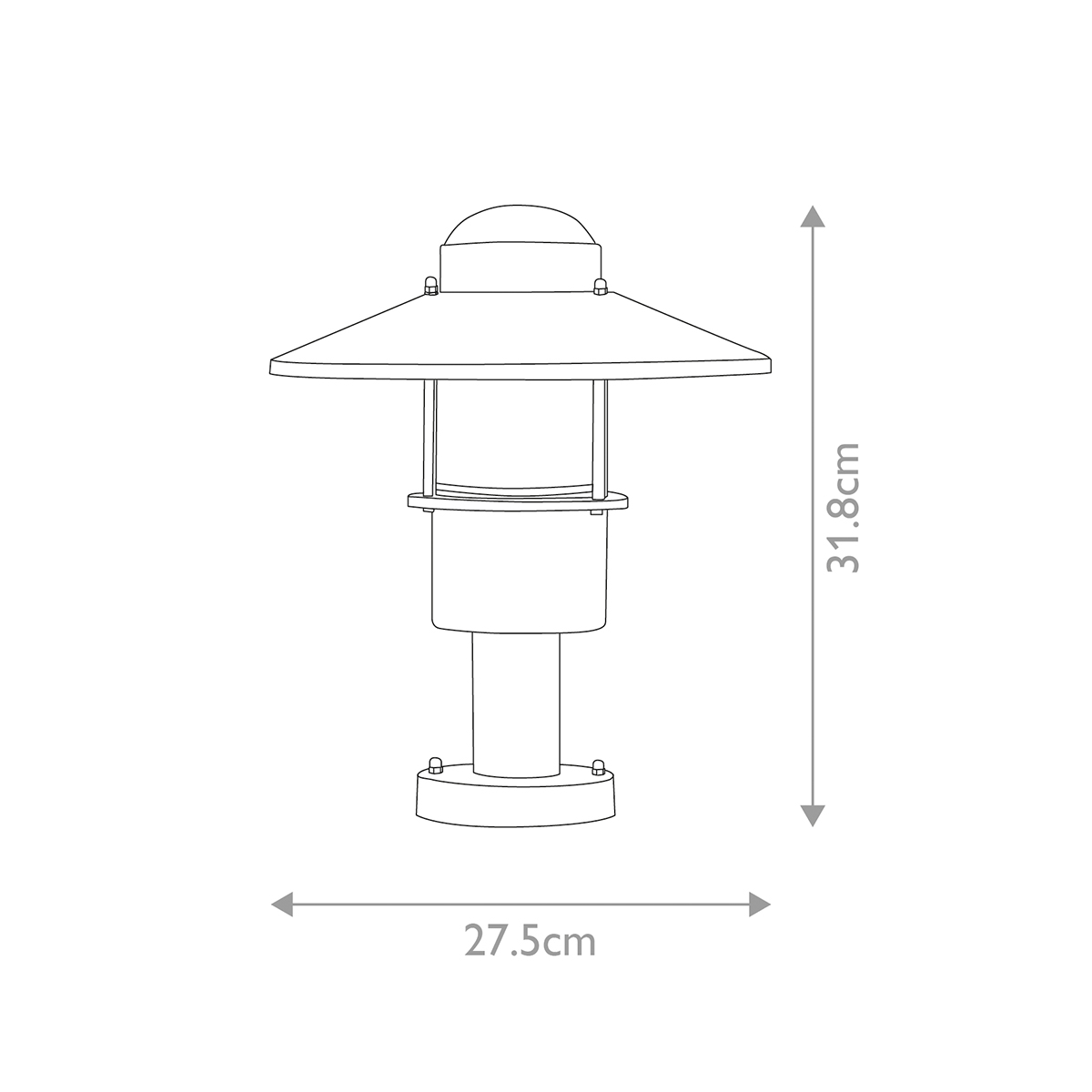 Klampenborg 32cm Sort Fra Elstead Lighting - Tillverkad av rostfritt st&aring;l i svart finish och glas, erbjuder den en robust konstruktion som st&aring;r emot v&auml;der och vind.