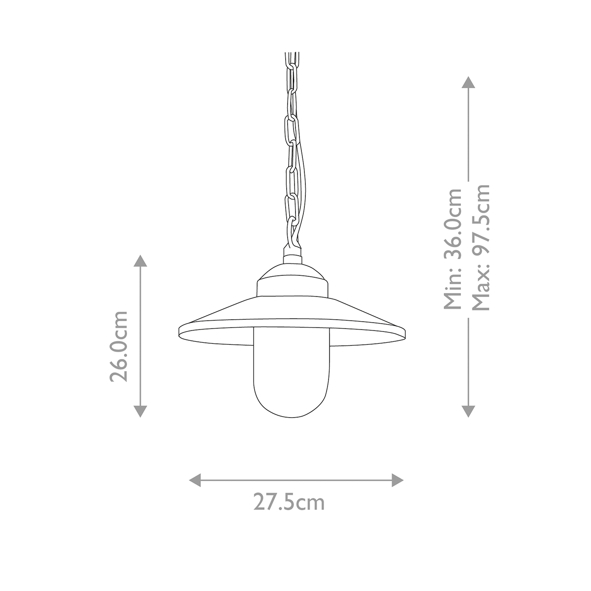 Klampenborg Ø28 Sort Fra Elstead Lighting - Tillverkad av rostfritt st&aring;l i svart finish och glas, erbjuder den en robust konstruktion som st&aring;r emot v&auml;der och vind.