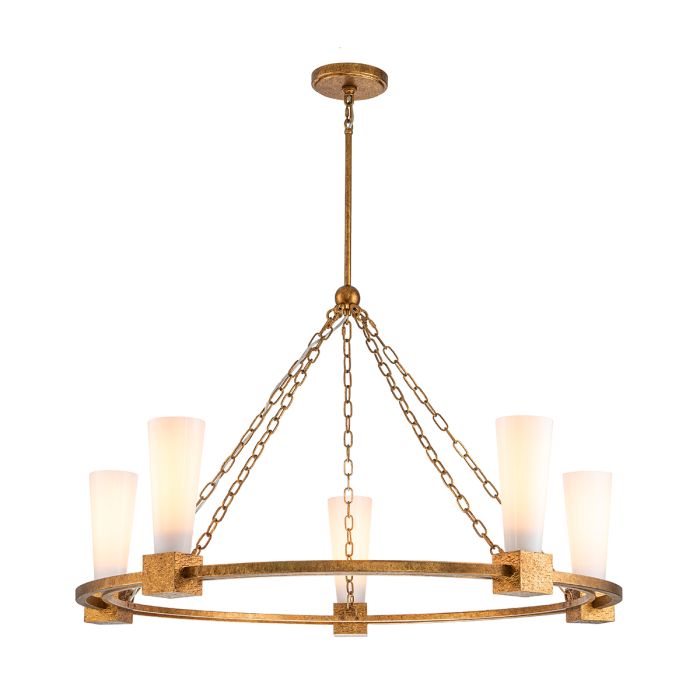 Kristy Ø106 Guld loftslampe Fra Elstead Lighting - Kristy er en storsl&aring;et og charmerende lysekrone med et rustikt, klassisk design.