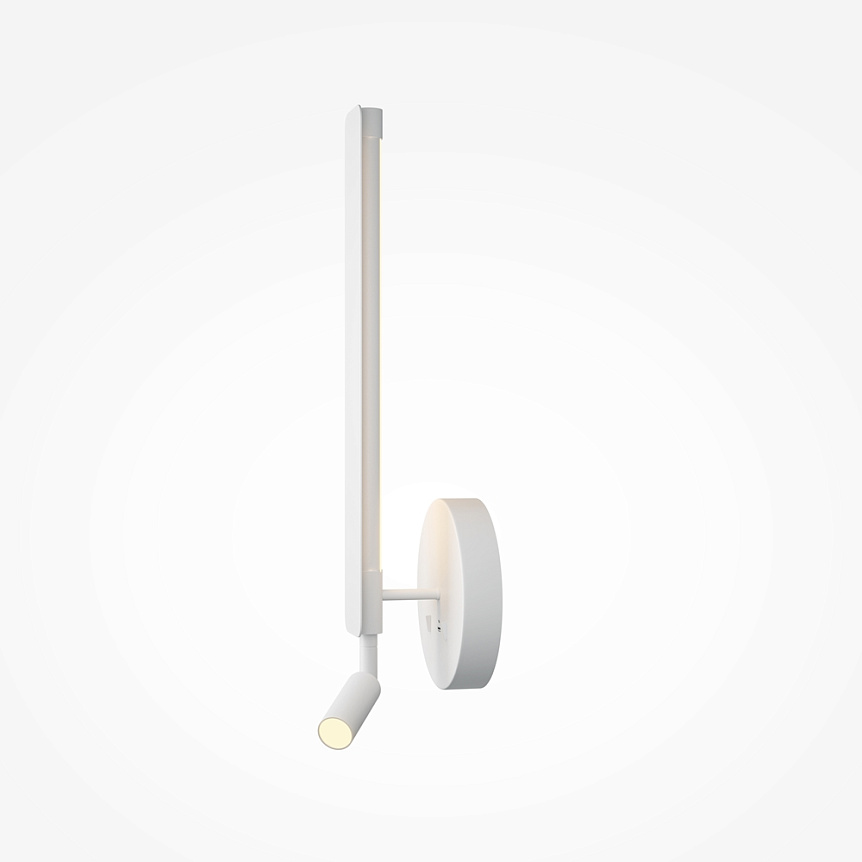 Combo 52cm Hvid læselampe Fra Maytoni - Den spreder et blødt, indirekte lys mod væggen og har også en bevægelig spotlight &ndash; Perfekt som sengelampe i soveværelset.