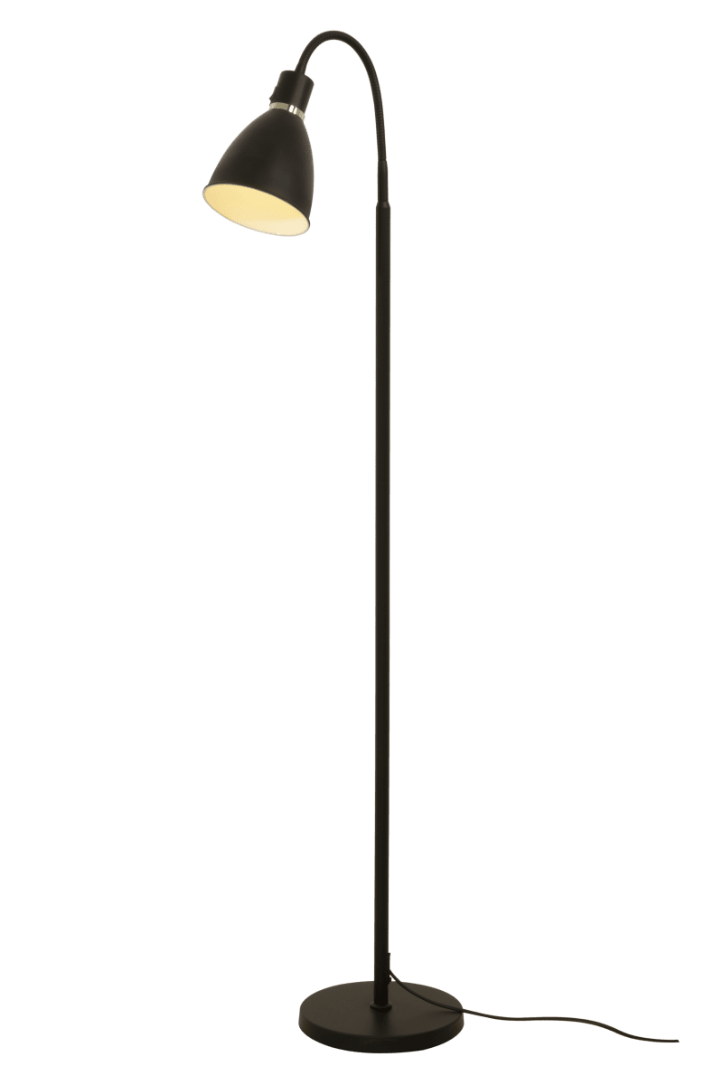 Idre 1 Sort gulvlampe Fra Aneta Lighting - Idre er en stilfuld gulvlampe i matsort metal med en elegant dekorativ ring i krom.