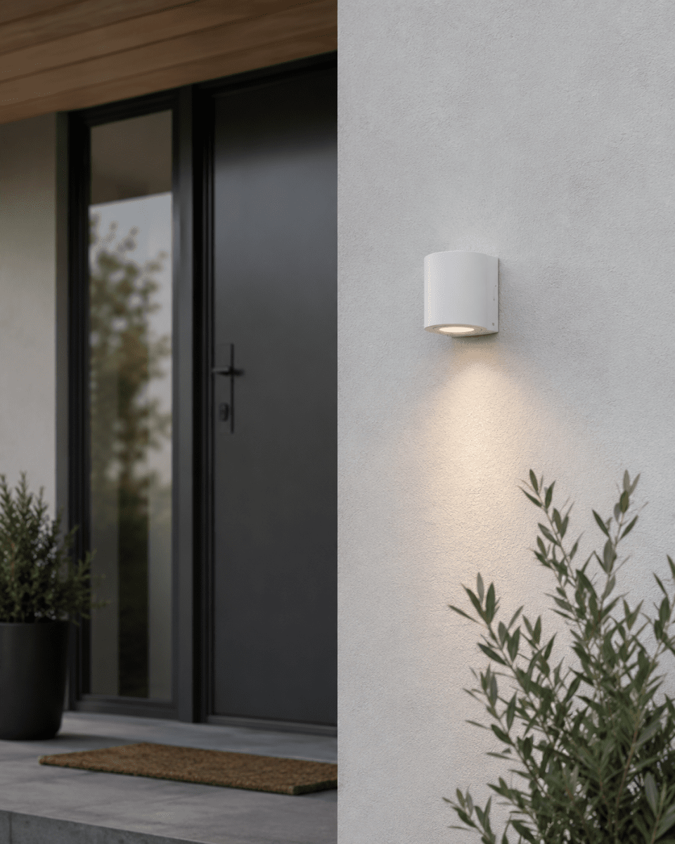Tor Single Hvid udendørslampe Fra Lampan - Lampan lyser fint ner p&aring; v&auml;ggen och skapar en h&auml;rlig atmosf&auml;r.