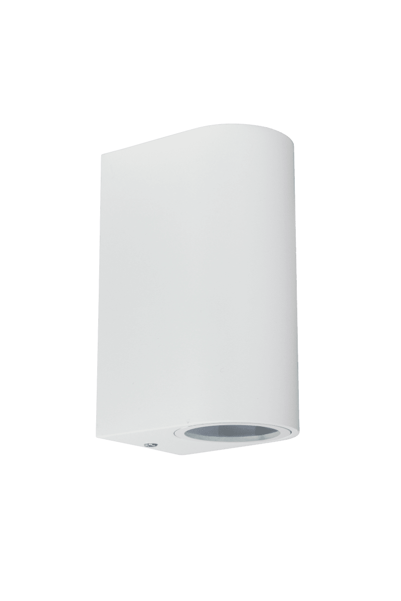 Tor Duo Hvid udendørslampe Fra Lampan - Lampan lyser fint ner och upp p&aring; v&auml;ggen och skapar en h&auml;rlig atmosf&auml;r.
