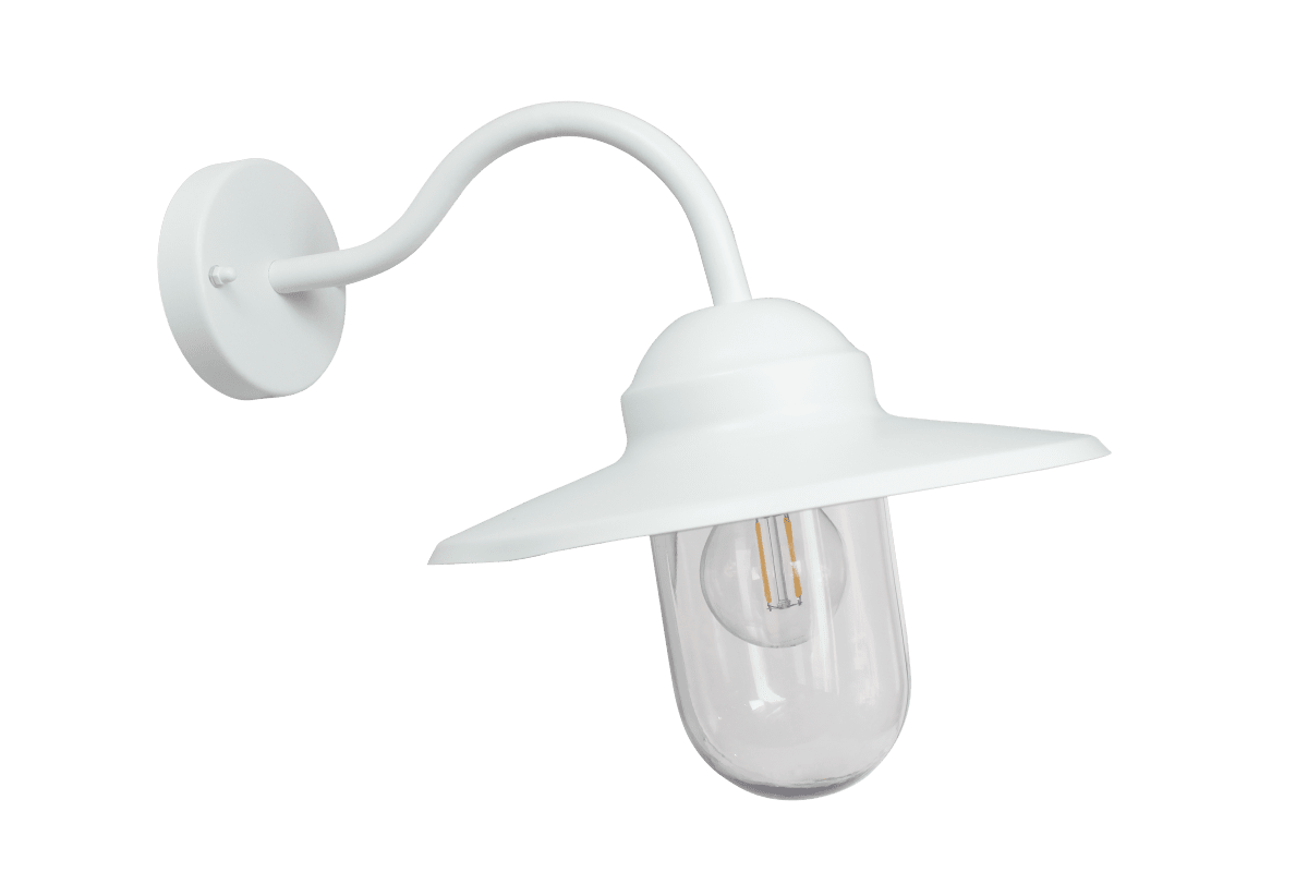 Ystad Hvid udendørslampe Fra Lampan - Ystad &auml;r en klassisk stallykta i vit f&auml;rg och klart glas.