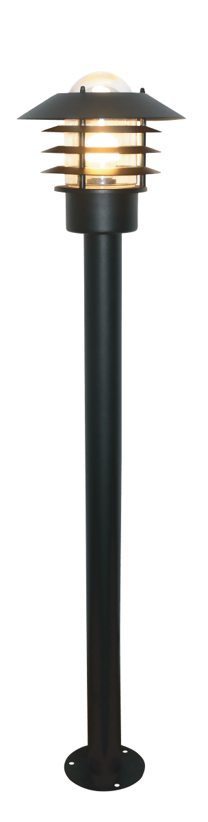 Ystad 100cm Sort pullerter Fra Nordic Lighting - Ystad er en klassisk pullert i sort rustfrit st&aring;l med klare glaselementer.