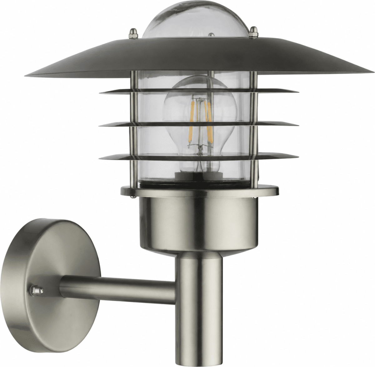 Kalmar Børstet stål udendørslampe Fra Nordic Lighting - Kalmar v&aelig;glampe er en klassisk og stilfuld udend&oslash;rslampe i aluminium med klart glas.