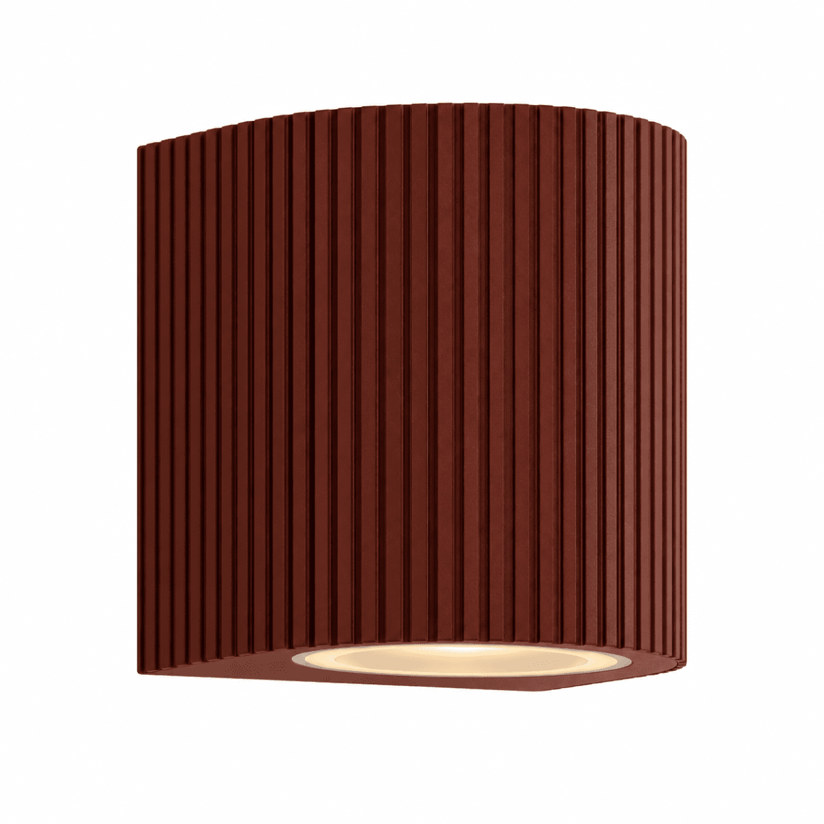 Freja Single Rust udendørslampe Fra Lampan - Fremstillet af metal i en rust/orange finish med en dekorativ ribbet struktur, der giver lampen et levende og eksklusivt udseende.