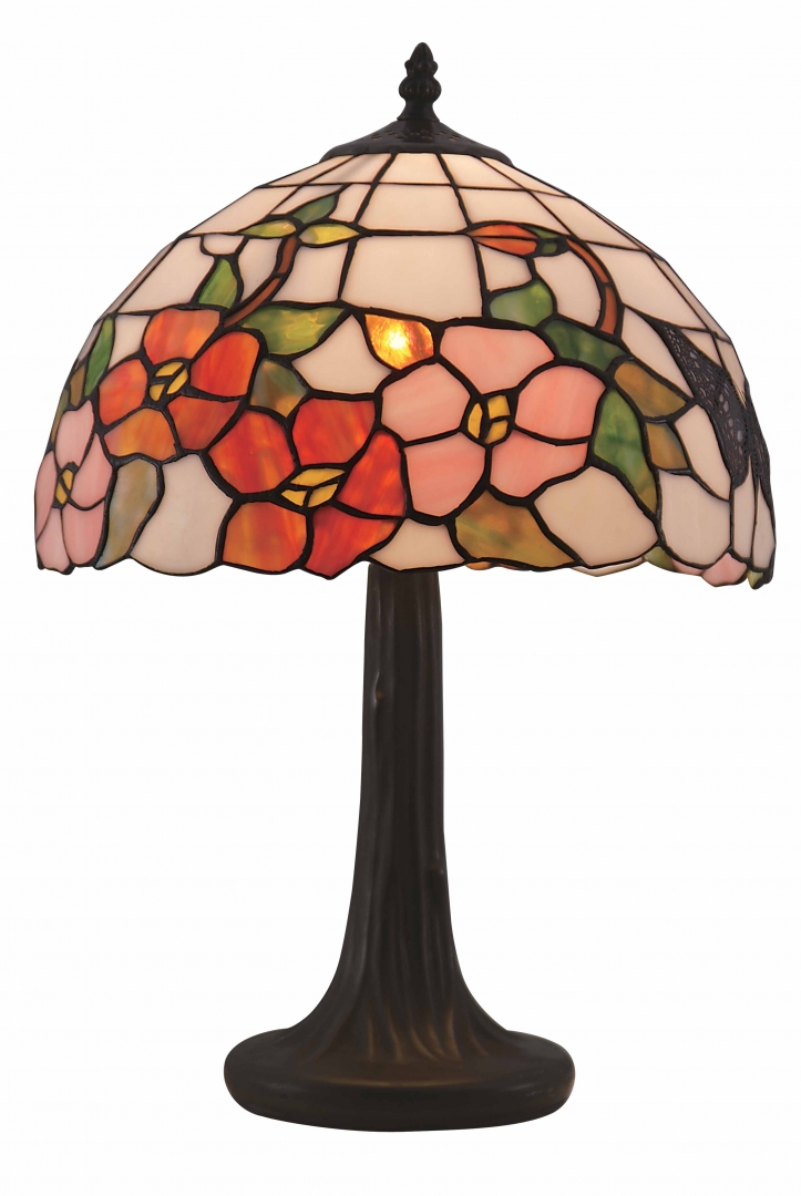 Sommar 45cm Flerfarvet Fra Norrsken Design - Summer er en klassisk Tiffany lampe med et smukt design med en fjer og blomster i forskellige farver.