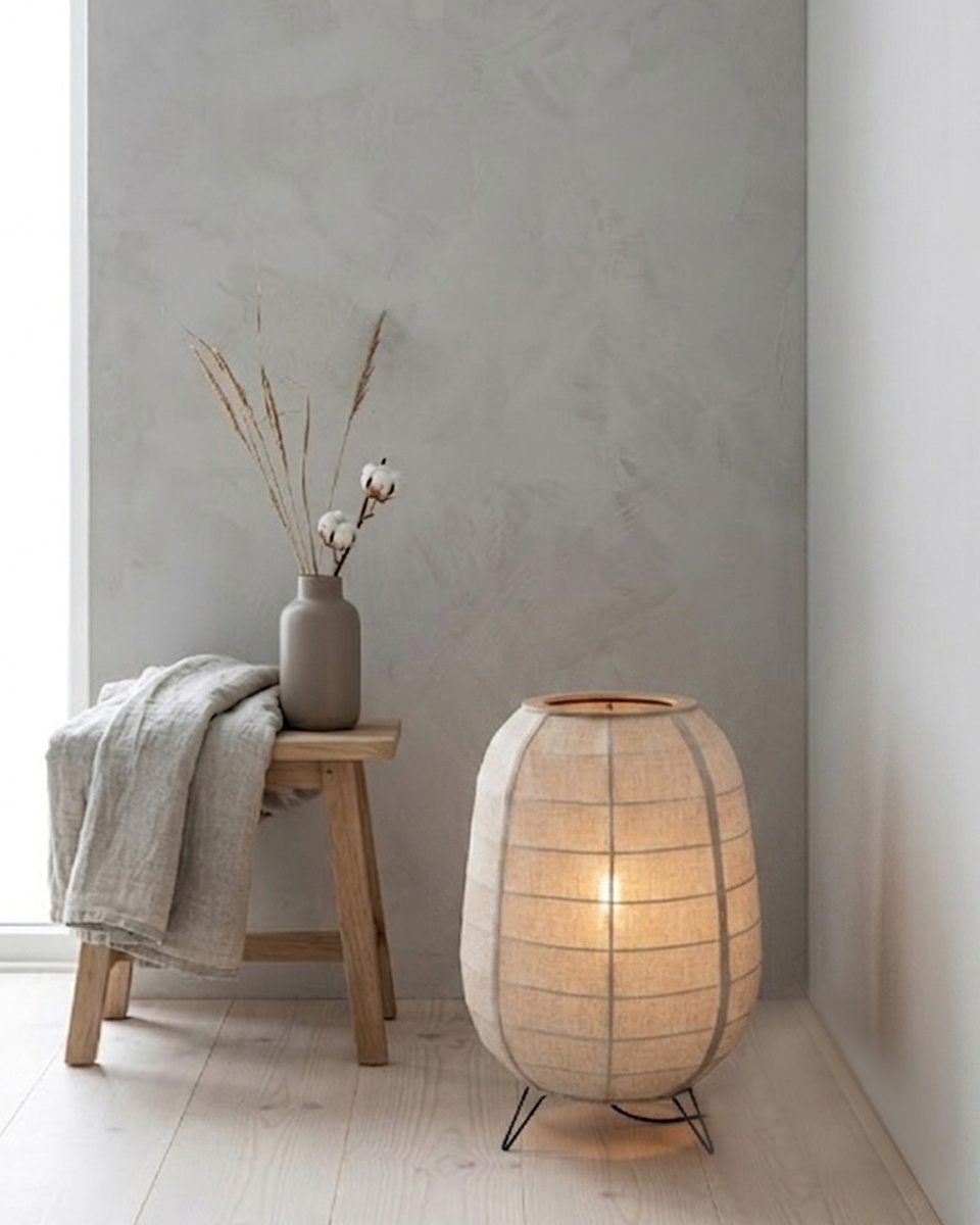Delino Beige gulvlampe Fra By Rydéns - Delino er en stilfuld gulvlampe, der kombinerer naturlige materialer med et bl&oslash;dt og tidl&oslash;st design.