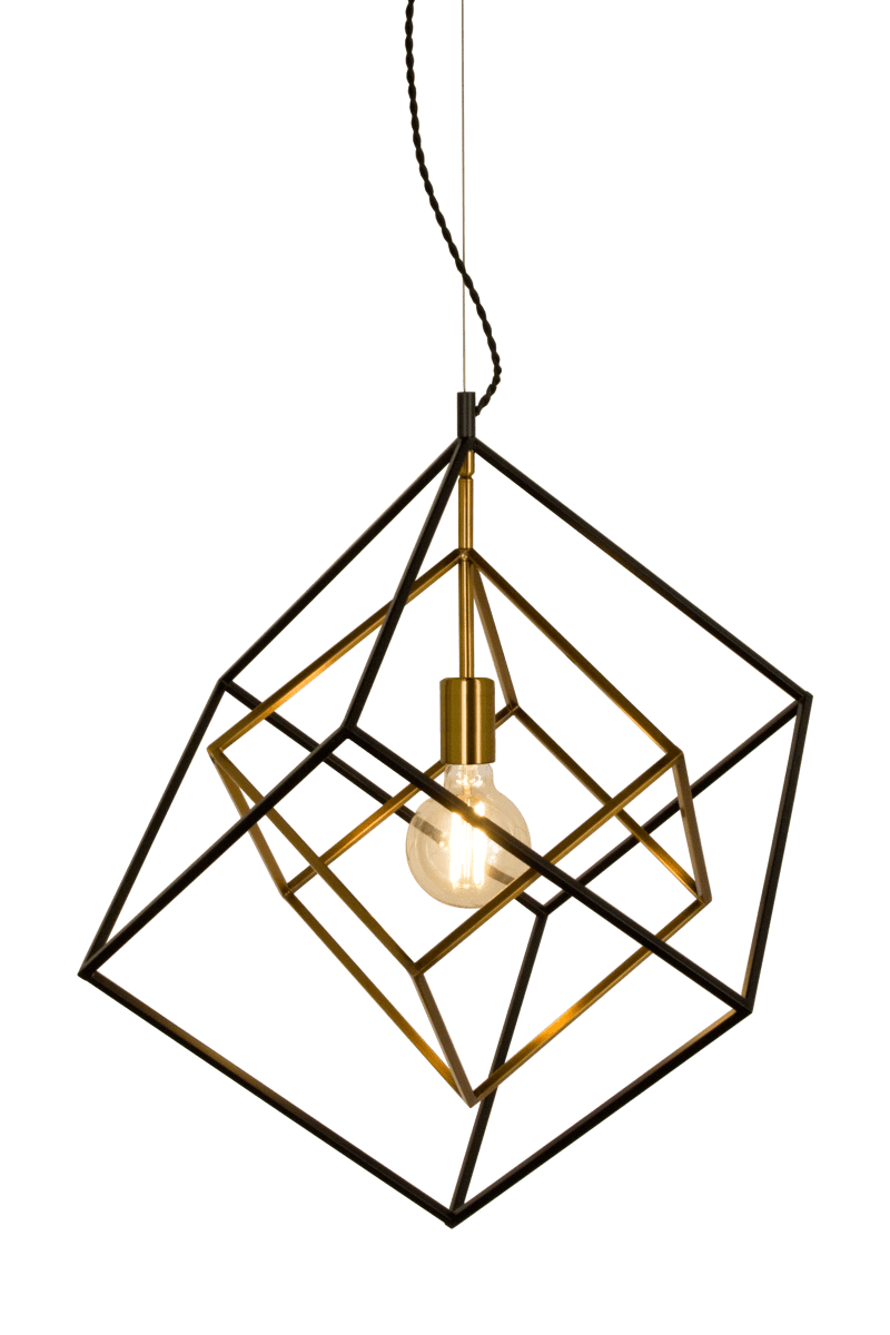 Cubes Ø54 Sort loftslampe Fra Aneta Lighting - Cubes loftslampe i sortlakeret og mat messingfarvet metal.
