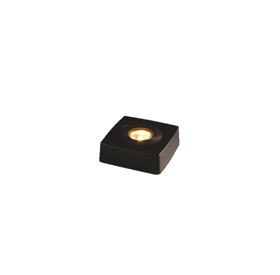 Zoom billede af Lysplade 11x11cm Sort Fra Frilight - &Oslash;nsker du selv at supplere med en ny eller egen lyskilde, skal det v&aelig;re en flad G4 LED-lampe t&aelig;ndt; max 5W og 12V.