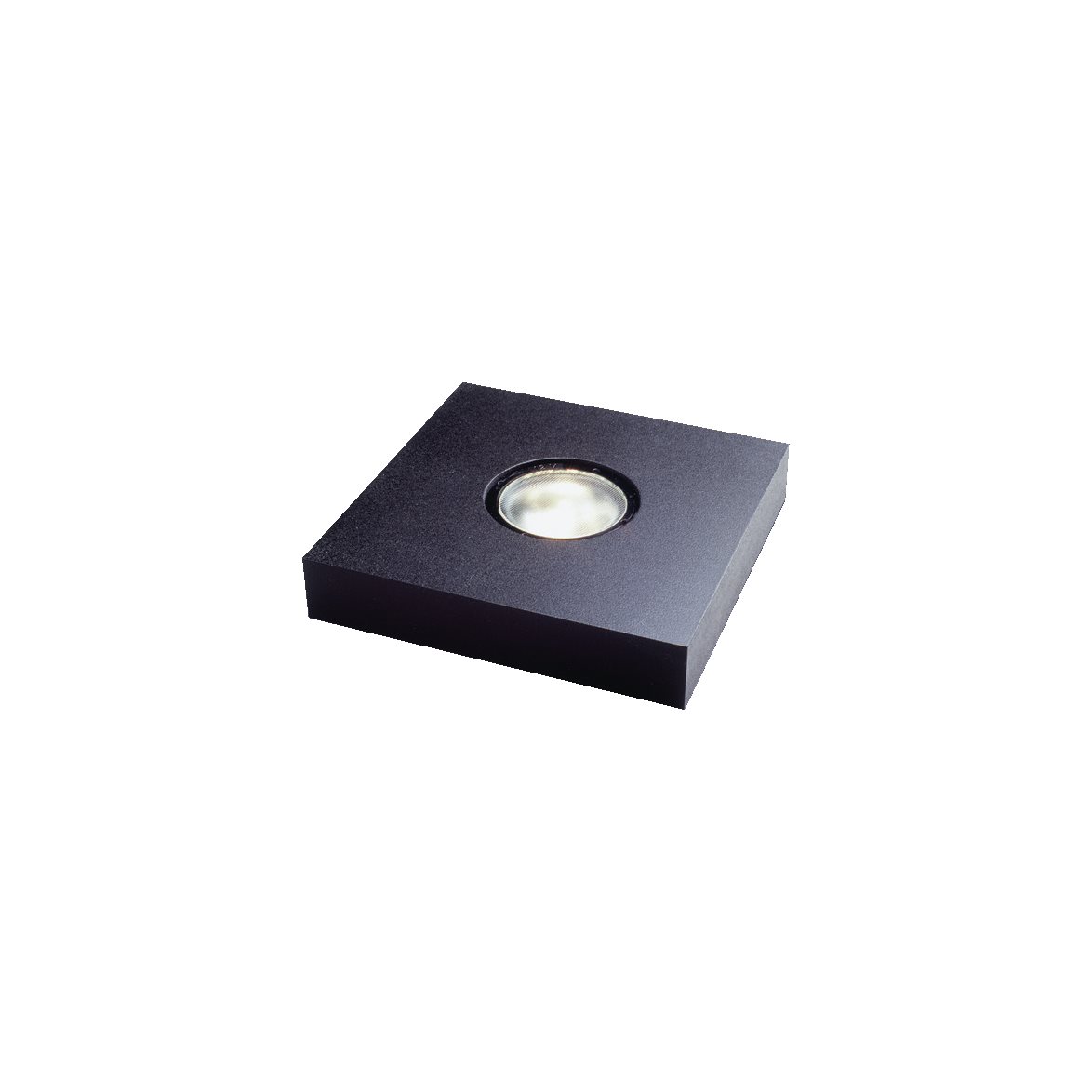 Lysplade 13x13cm Sort Fra Frilight - &Oslash;nsker du selv at supplere med en ny eller egen lyskilde, skal det v&aelig;re en flad G4 LED-lampe t&aelig;ndt; max 5W og 12V.