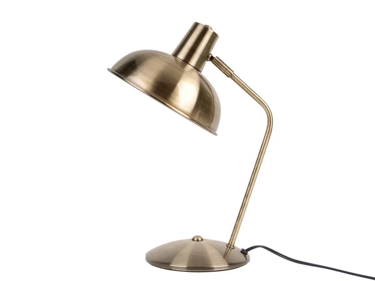 Hood 38cm Antik messing skrivebordslampe Fra Leitmotiv - Den bevægelige skærm med hvid inderside giver en jævn og behagelig lysfordeling, perfekt til læsning eller arbejde.