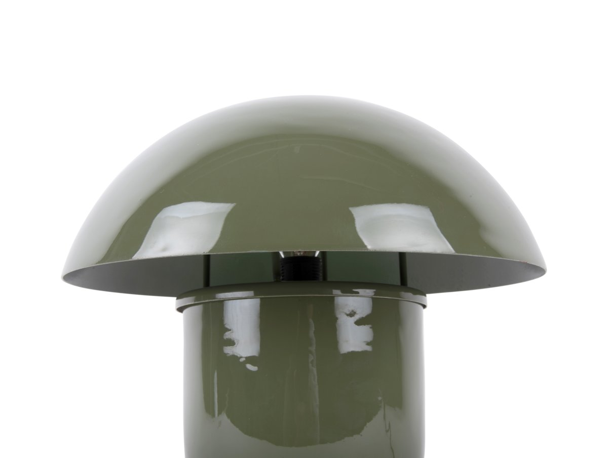 Mushroom 25cm Grøn bordlampe Fra Leitmotiv - Den karakteristiske form sammen med den skinnende, emaljerede, matgrønne finish giver et moderne og udtryksfuldt indtryk.