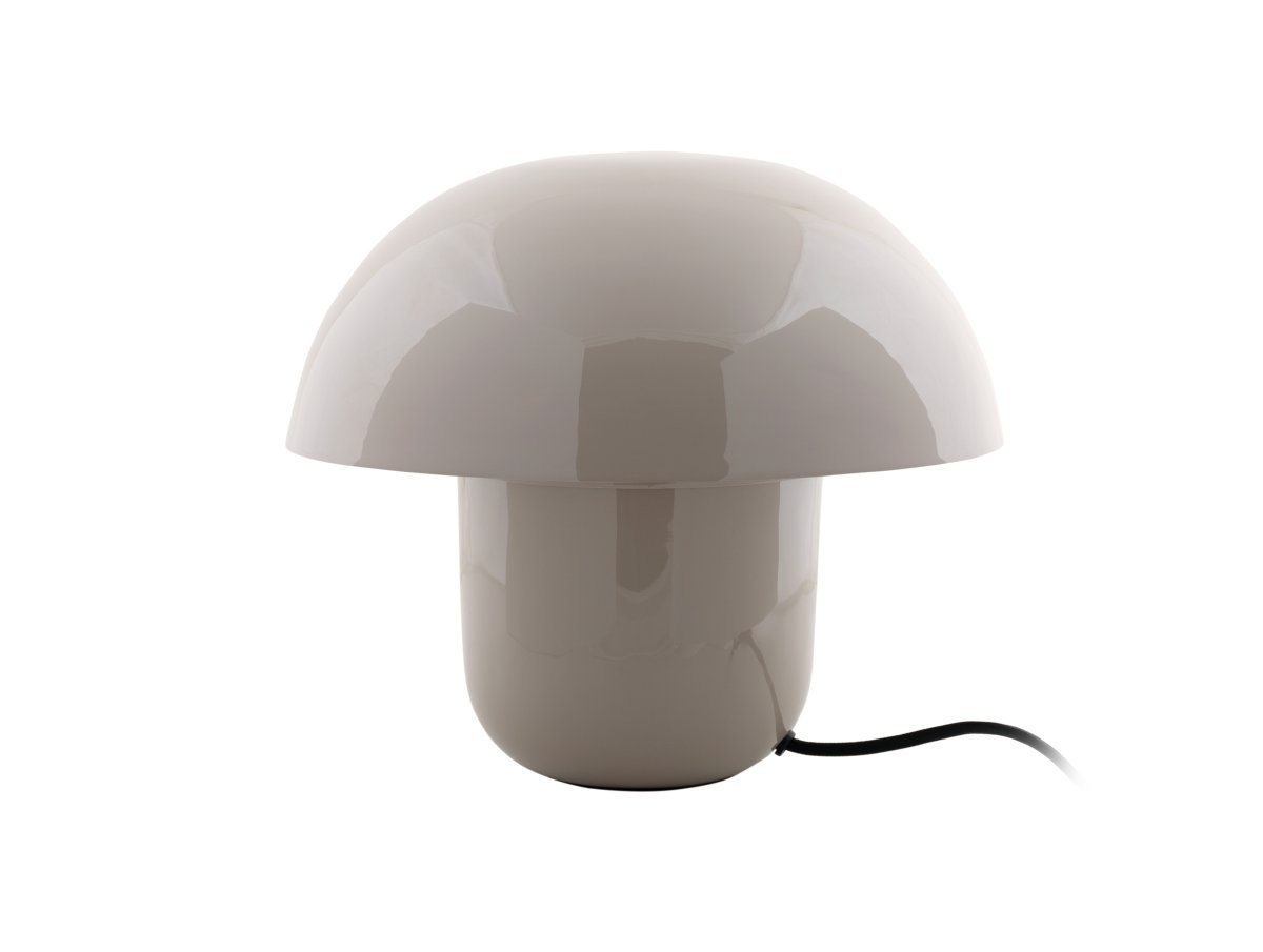 Mushroom 25cm Greige bordlampe Fra Leitmotiv - Den karakteristiske form sammen med den skinnende, emaljerede varmgrønne finish giver et moderne og udtryksfuldt indtryk.