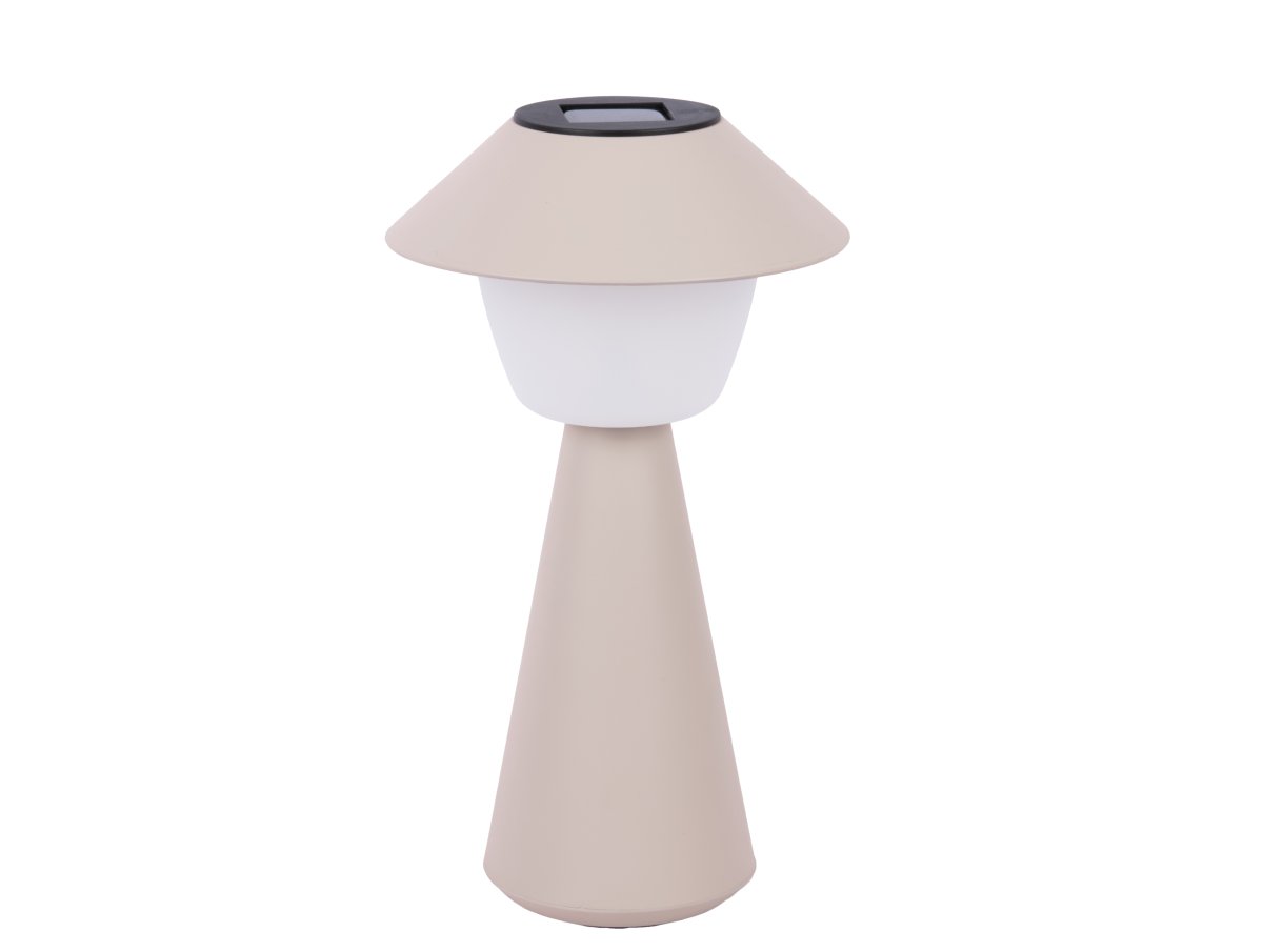 Marioneta 32cm Grå solcellelampe Fra Leitmotiv - Den er lavet af plastik i en varm grå nuance med en hvid kuppel, der spreder et blødt og behageligt lys.