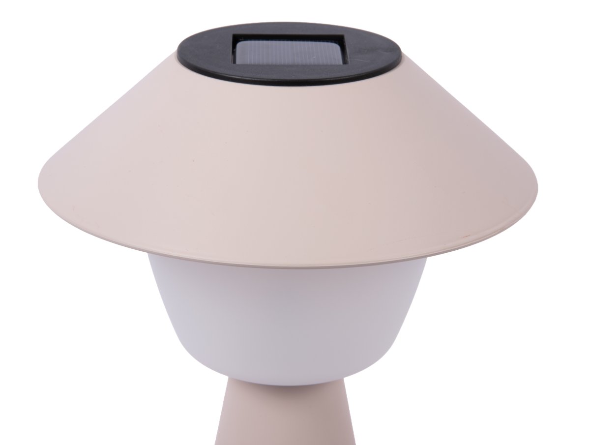 Marioneta 32cm Grå solcellelampe Fra Leitmotiv - Den er lavet af plastik i en varm grå nuance med en hvid kuppel, der spreder et blødt og behageligt lys.