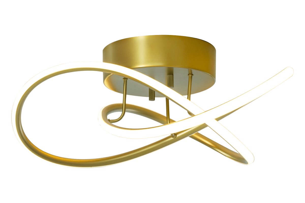 Roller Ø50 Guld plafond Fra Aneta Lighting - Den integrerede LED-kilde kan dæmpes i 3 trin med din almindelige vægkontakt og giver en god spredning af varmt hvidt lys.