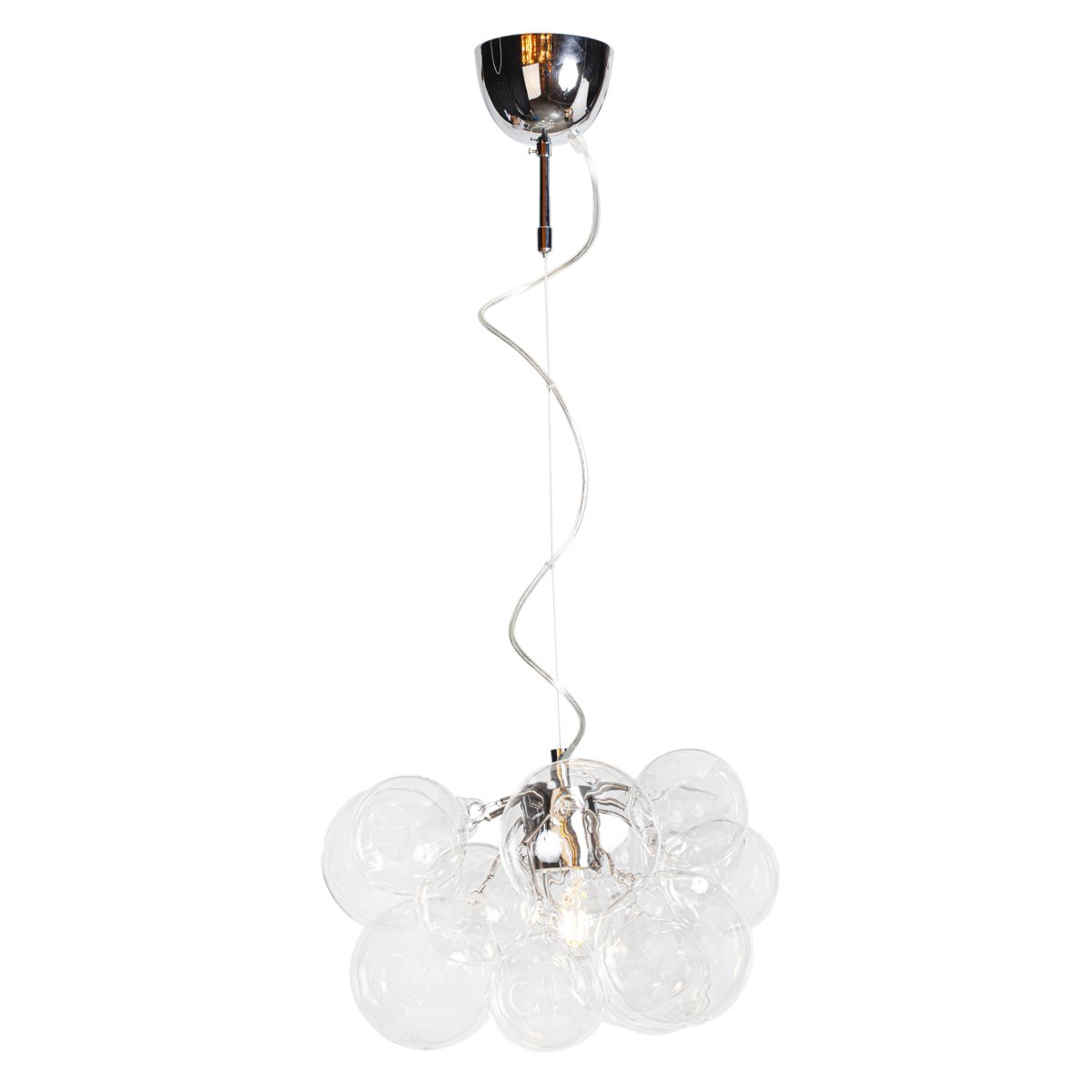 Lustro Ø40 Gennemsigtig loftslampe Fra By Rydéns - Lustro er en dekorativ og elegant pendellampe i forkromet metal med flere klare glassk&aelig;rme i klyngeformat.