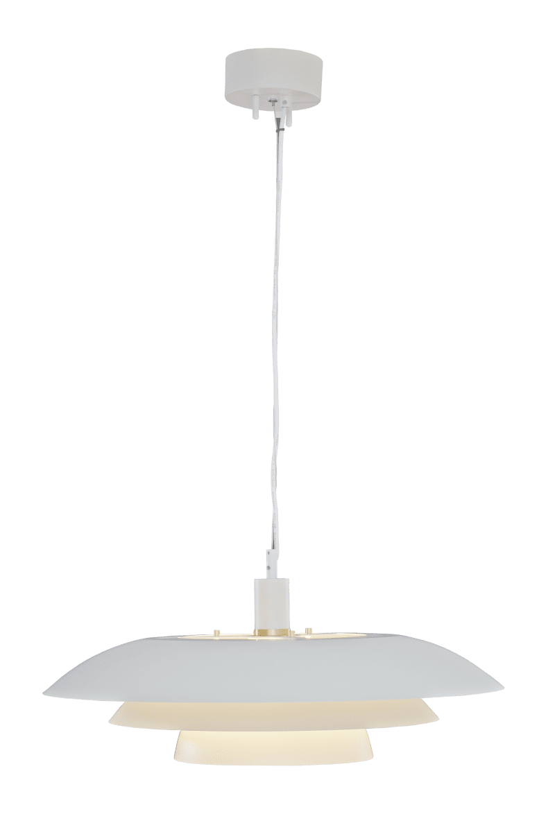 Epsilon Ø56 Mat hvid loftslampe Fra Aneta Lighting - Epsilon leveres med dobbelt s&aelig;t dekorative ringe og knapper, v&aelig;lg mellem krom og mat messing afh&aelig;ngigt af hvad der passer bedst til dit hjem.