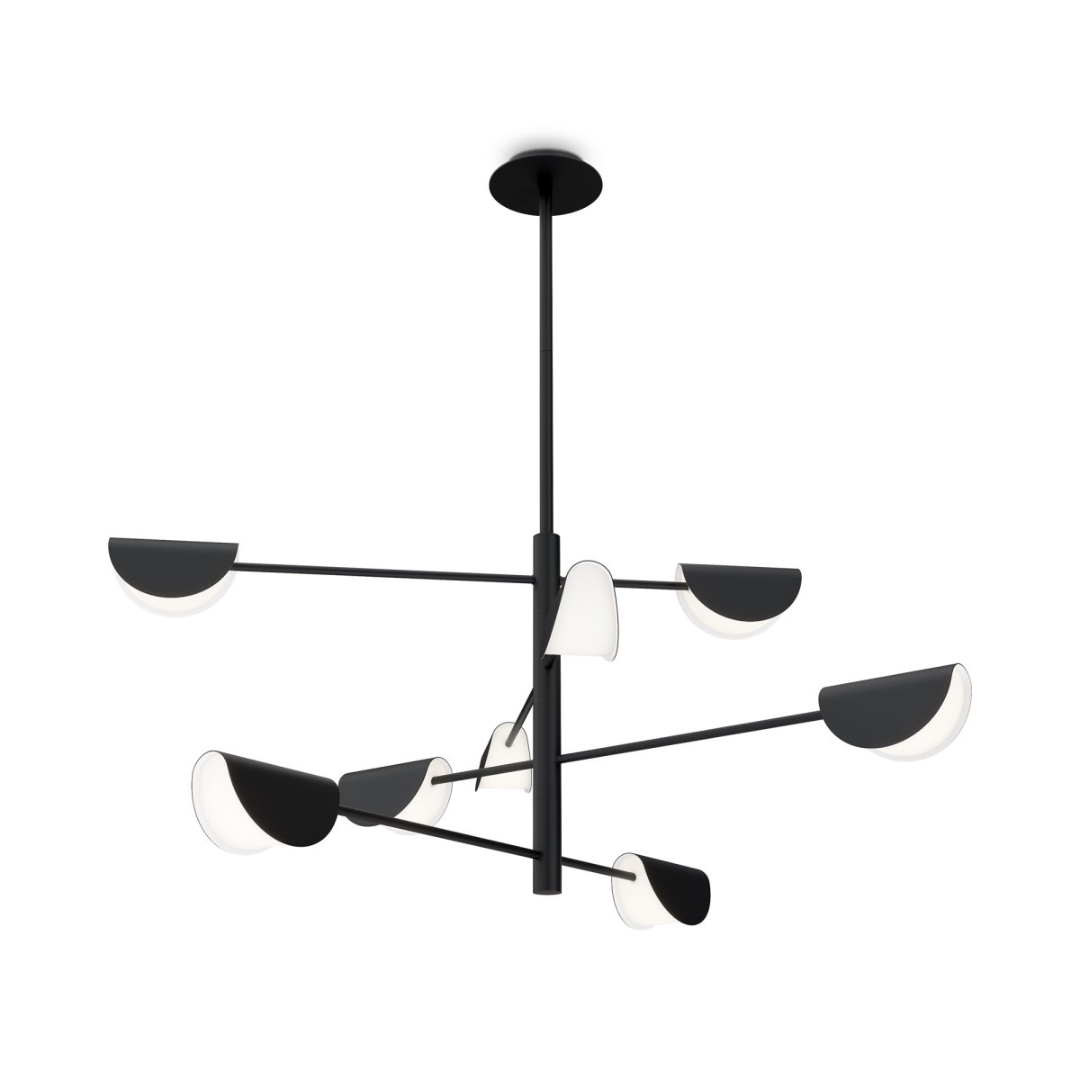 Mollis 125cm Sort loftslampe Fra Maytoni - Fremstillet i sort metal med kupler, der har bløde konturer og skjulte lyskilder under en akryldiffusor, der giver et subtilt og behageligt lys.