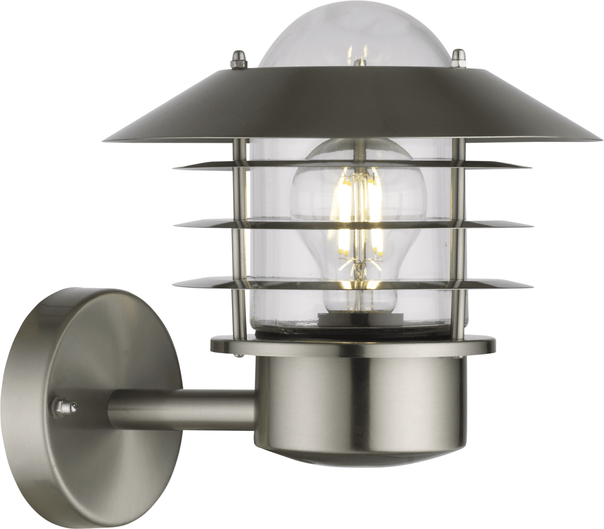 Ystad Børstet stål udendørslampe Fra Nordic Lighting - Ystad v&aelig;glampe er en klassisk og stilfuld udend&oslash;rslampe i rustfrit st&aring;l med klart glas.