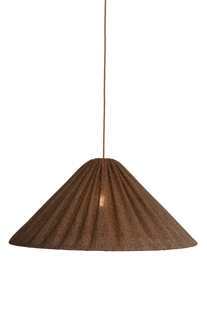 Tipi Skærm Ekskl. Ophæng Ø78 Orange loftslampe Fra Alde & Lind - Stoffet er marmoreret i tofarver, orange og naturligt h&oslash;r.