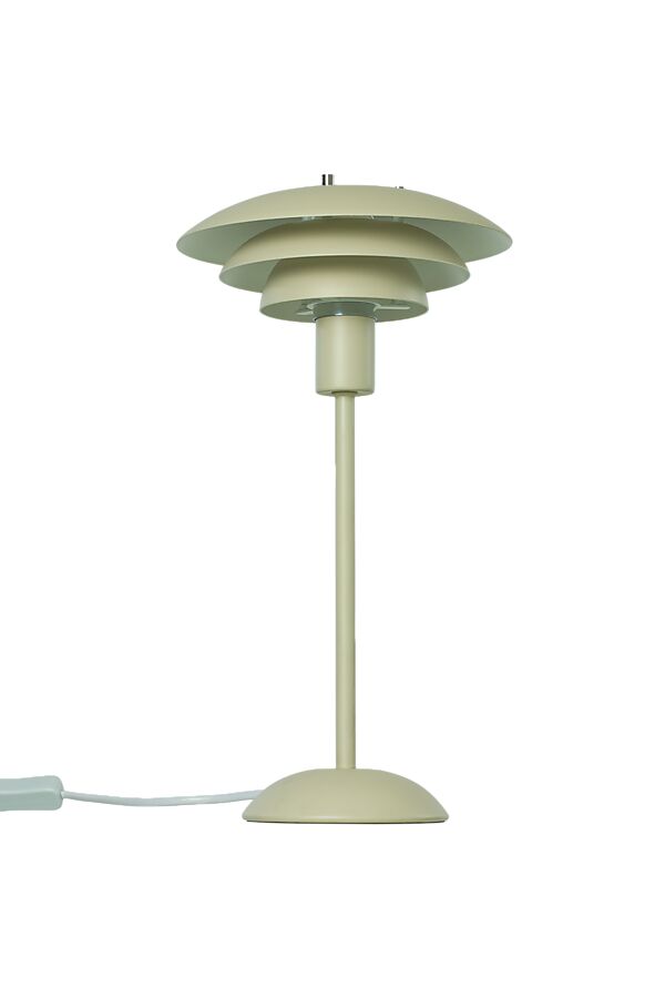 Epsilon 37cm Beige bordlampe Fra Aneta Lighting - Detaljer i krom og mat messing medfølger, syning; du kan selv vælge, hvilken der passer bedst ind i dit hjem.