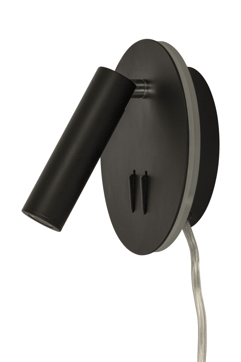 Ace Sort læselampe Fra Aneta Lighting - Lysene t&aelig;ndes; og slukkes med en afbryder p&aring; lampen med hver sin afbryder.