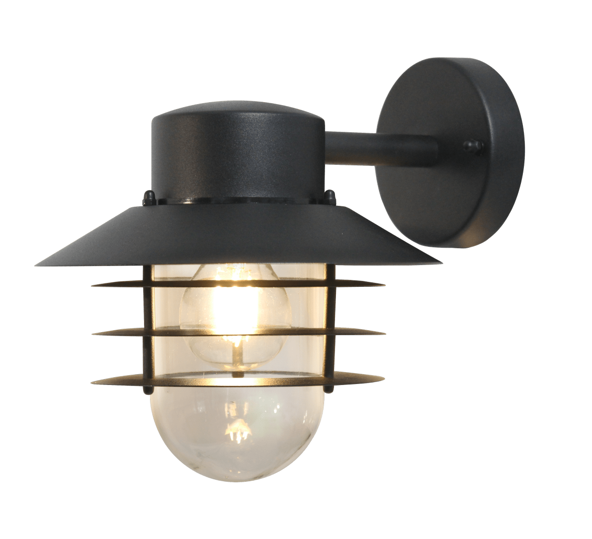Ystad Sort udendørslampe Fra Nordic Lighting - Ystad v&aelig;glampe er en klassisk og stilfuld udend&oslash;rslampe i rustfrit st&aring;l med klart glas.