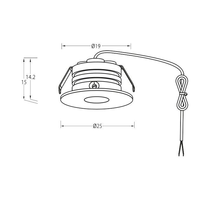 P-132 Mini Downlight 3000K Sort Fra Designlight - Den er velegnet til belysning i vinduesnicher eller skabe.
