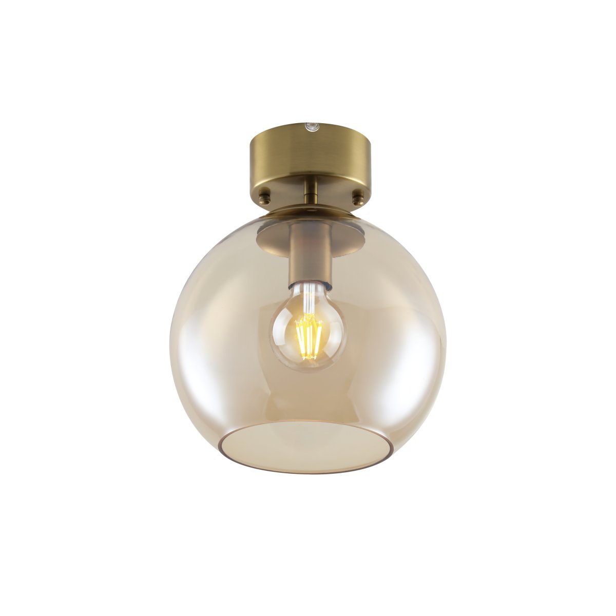 Globi Ø25 Børstet messing/rav plafond Fra Nordic Lighting - Giv dit rum et varmt og elegant udtryk med denne loftslampe i et tidl&oslash;st design.