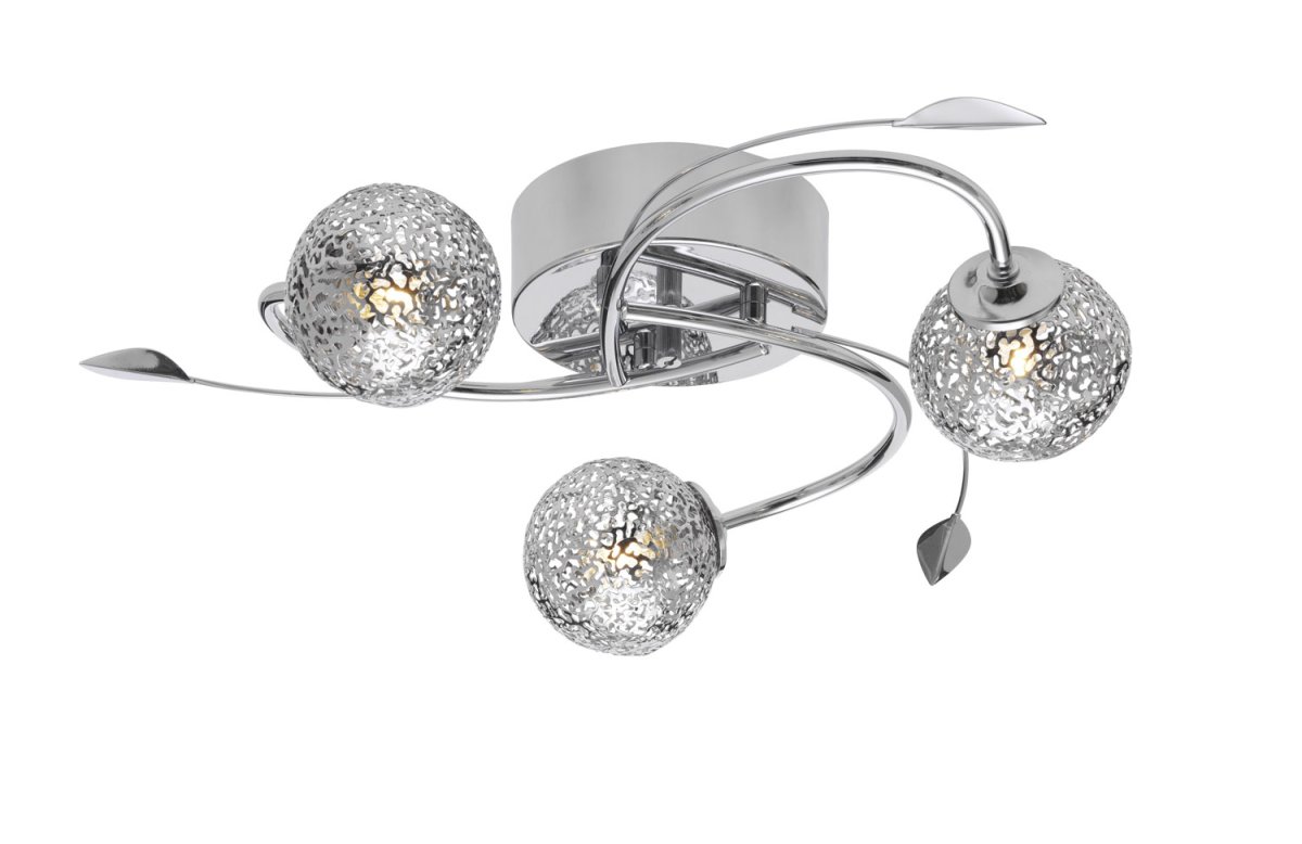 Etsy Ø46 Chrom plafond Fra Cottex - De tre runde skærme, i gennembrudt metal, skaber et smukt lysmønster, når lampen tændes og bliver en iøjnefaldende detalje i rummet.