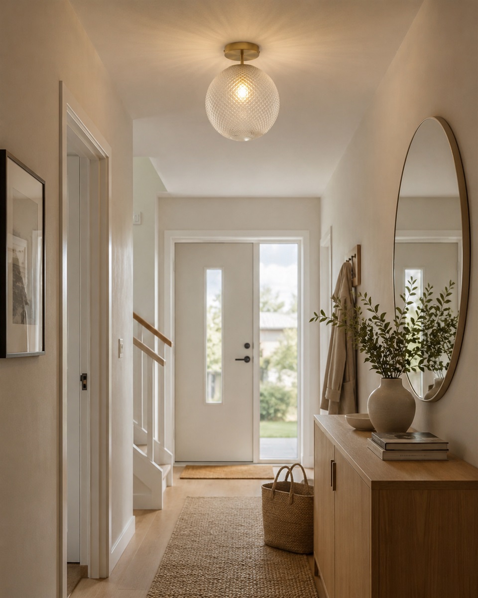 Korridor Ø25 Gennemsigtig plafond Fra Lampan - Korridor passer lige s&aring; godt i entr&eacute; og sovev&aelig;relse som i stuen og bliver en dekorativ detalje, selv n&aring;r den er slukket.