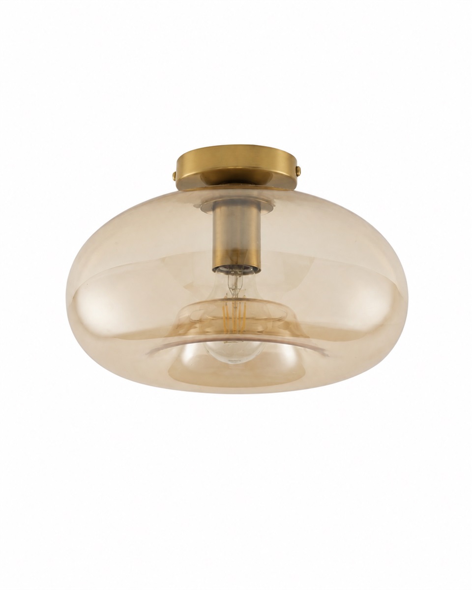 Munc Ø28 Rav plafond Fra Lampan - Munc er en elegant loftlampe, der kombinerer glas og metal i et bl&oslash;dt og stilfuldt design.