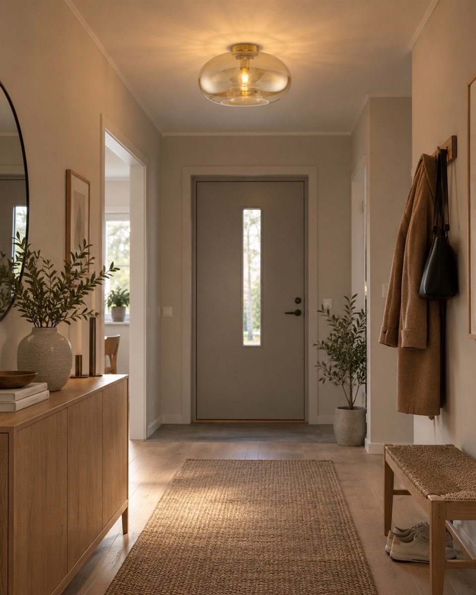 Munc Ø40 Rav plafond Fra Lampan - Munc er en elegant loftlampe, der kombinerer glas og metal i et blødt og stilfuldt design.