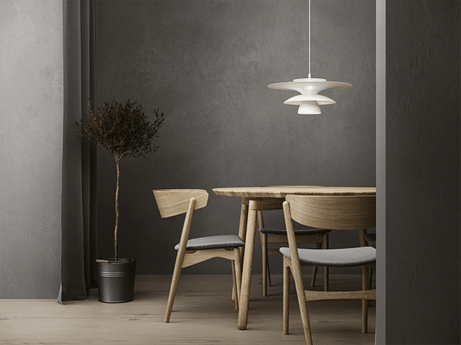 Picasso Ø50 Mat hvid loftslampe Fra Belid - For at pendlen skal kunne passe ind i boligindretningen i flere &aring;r, har vi valgt at holde designet enkelt og elegant.