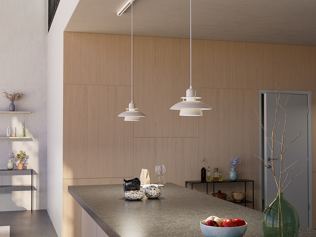 Primus IV Ø28 Blank hvid loftslampe Fra Belid - Primus er en af vores mest populære pendlere.