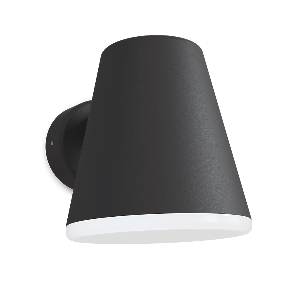 Mist Sort tekstur udendørslampe Fra Belid - At glaskroppen er noget l&aelig;ngere end sk&aelig;rmen giver ogs&aring; en vis spredning af lyset sidev&aelig;rts; som giver Mist sit unikke udtryk.