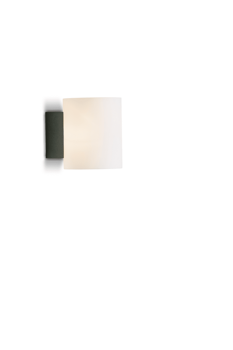Evoke Antracit væglampe Fra Herstal - Evoke væglampe er designet med et opal hvidt glas, der skaber et diffust omgivende lys i rummet.