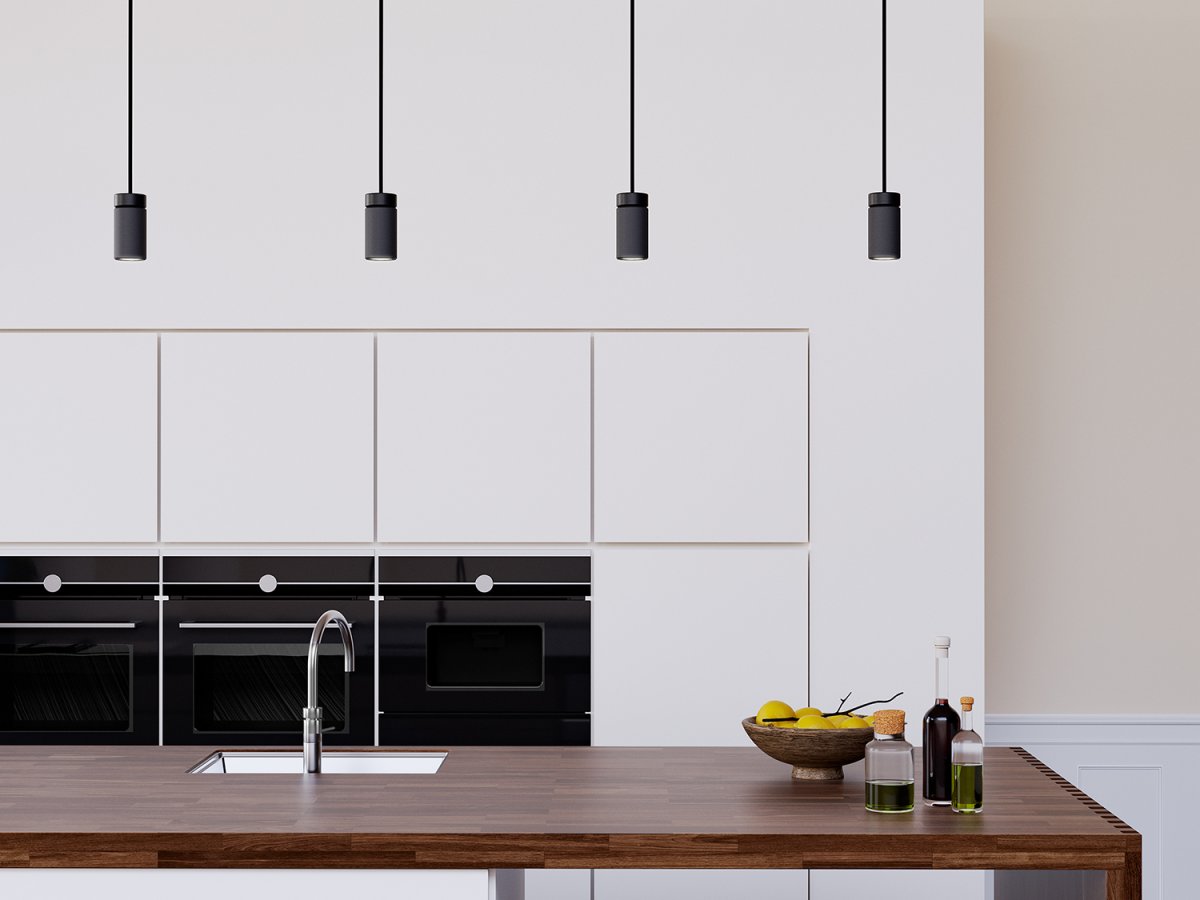 Holder Ø6 Sort loftslampe Fra Herstal - Holder-familien skiller sig ud ved at kombinere metal og tr&aelig;.