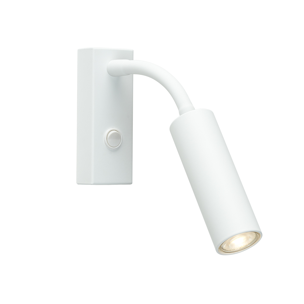Pipeline Flex Mat hvid læselampe Fra Herstal - Med en h&oslash;jde p&aring; kun 12,5 cm, en bredde p&aring; 4,5 cm og bygget 22,4 cm fra v&aelig;ggen leverer denne elegante lampe perfekt rettet lys til l&oslash;sning eller til at skabe en hyggelig atmosf&aelig;re.
