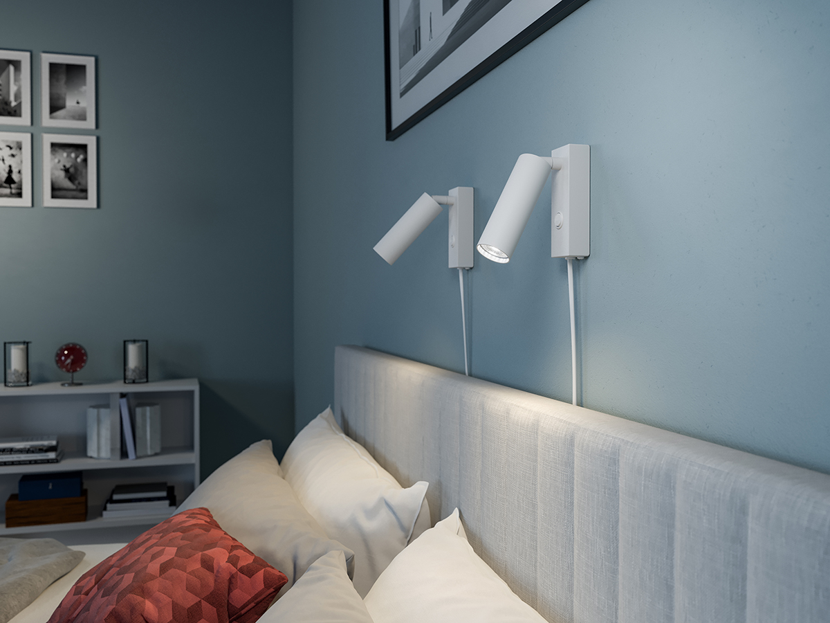 Pipeline Mat hvid læselampe Fra Herstal - Med en højde på kun 12,5 cm og et fremspring på 15,6 cm fra væggen giver denne elegante lampe den perfekte retningsbelysning til løsning eller til at skabe en hyggelig atmosfære.